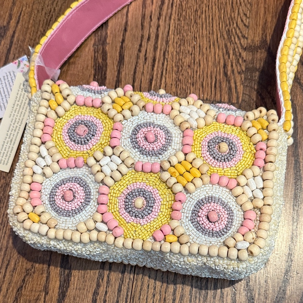 Beaded Pink and Yellow Women's Bag - Picture 3 of 7